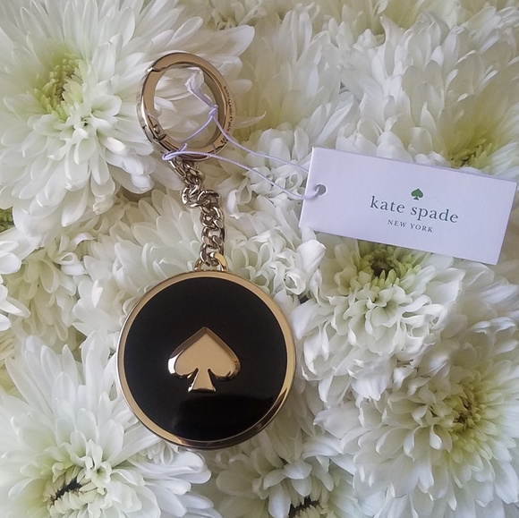 kate spade Accessories - Kate Spade Black/Gold Enamel Spade Key Fobs